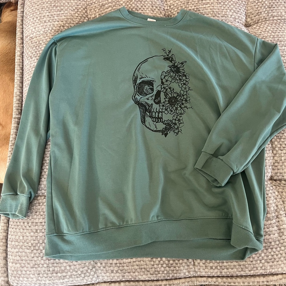 Green Skull Graphic Sweater